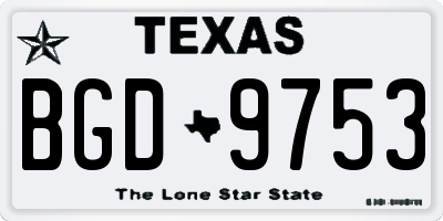 TX license plate BGD9753