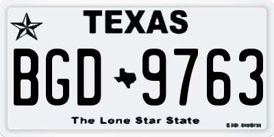 TX license plate BGD9763