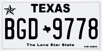 TX license plate BGD9778