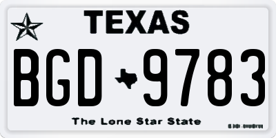TX license plate BGD9783