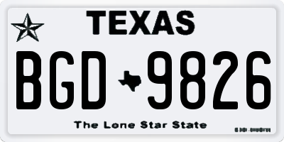 TX license plate BGD9826