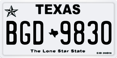 TX license plate BGD9830