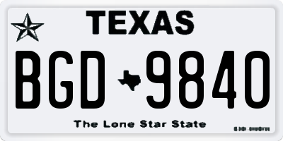 TX license plate BGD9840