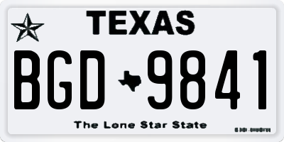 TX license plate BGD9841
