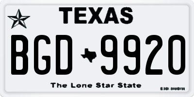 TX license plate BGD9920