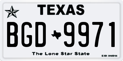 TX license plate BGD9971
