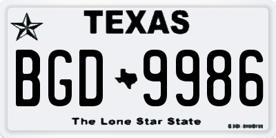 TX license plate BGD9986