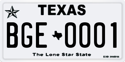 TX license plate BGE0001