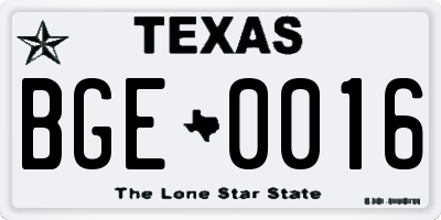 TX license plate BGE0016
