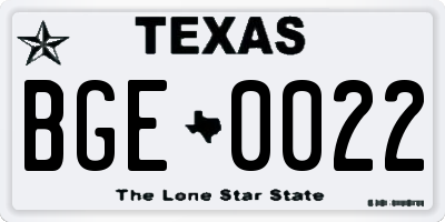 TX license plate BGE0022