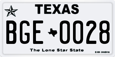 TX license plate BGE0028