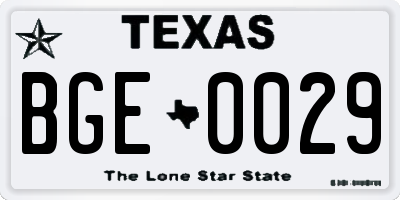 TX license plate BGE0029