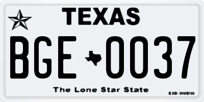 TX license plate BGE0037