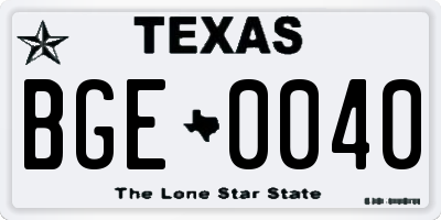 TX license plate BGE0040