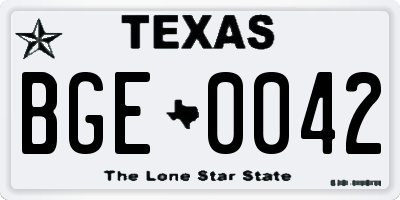 TX license plate BGE0042