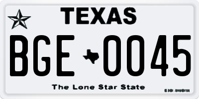TX license plate BGE0045