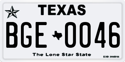 TX license plate BGE0046