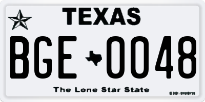 TX license plate BGE0048