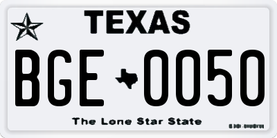 TX license plate BGE0050