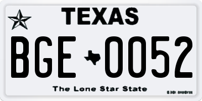 TX license plate BGE0052
