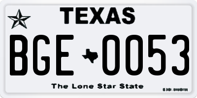 TX license plate BGE0053