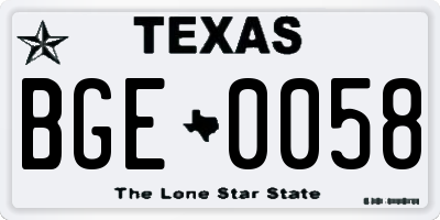 TX license plate BGE0058