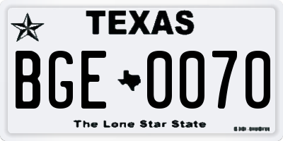 TX license plate BGE0070