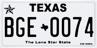 TX license plate BGE0074