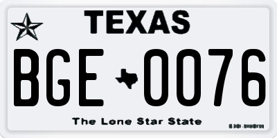 TX license plate BGE0076