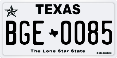 TX license plate BGE0085