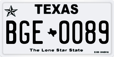 TX license plate BGE0089