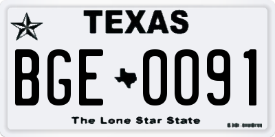 TX license plate BGE0091