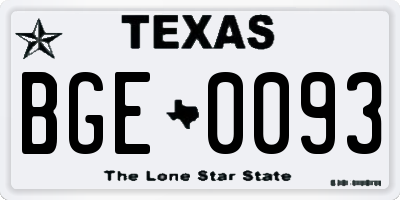 TX license plate BGE0093