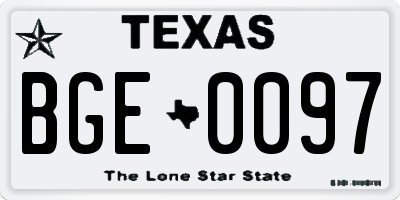 TX license plate BGE0097