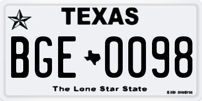 TX license plate BGE0098