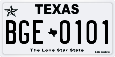 TX license plate BGE0101