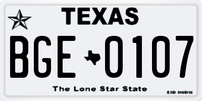 TX license plate BGE0107