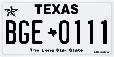 TX license plate BGE0111