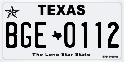TX license plate BGE0112