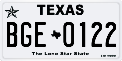 TX license plate BGE0122
