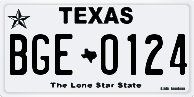 TX license plate BGE0124