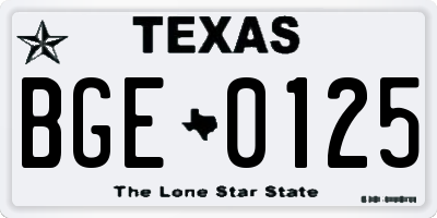 TX license plate BGE0125
