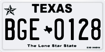 TX license plate BGE0128