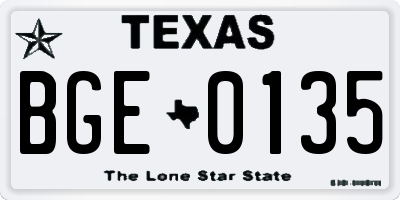 TX license plate BGE0135