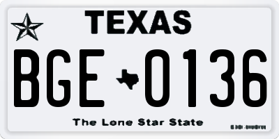 TX license plate BGE0136