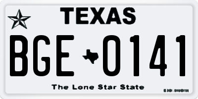 TX license plate BGE0141