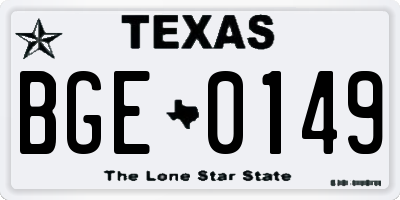 TX license plate BGE0149
