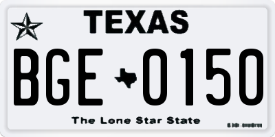 TX license plate BGE0150