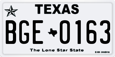 TX license plate BGE0163
