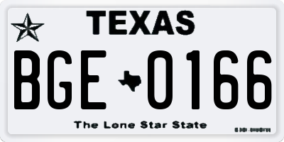 TX license plate BGE0166
